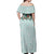 Turquoise Hawaiian Palaka Off Shoulder Maxi Dress Kukui Nut Money Lei - Polynesian Pride