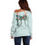 Turquoise Hawaiian Palaka Off Shoulder Sweater Kukui Nut Money Lei - Polynesian Pride