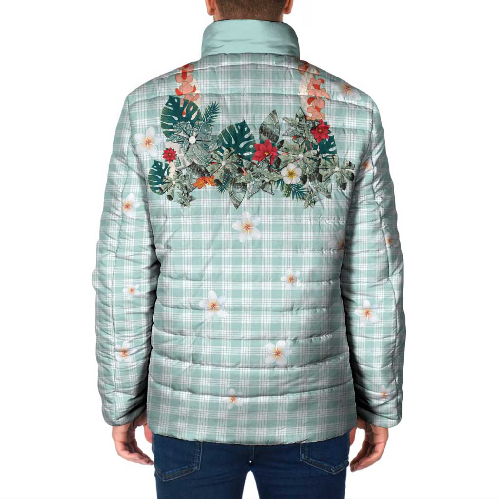Turquoise Hawaiian Palaka Padded Jacket Kukui Nut Money Lei LT9 - Polynesian Pride