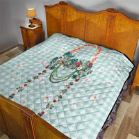 Turquoise Hawaiian Palaka Quilt Kukui Nut Money Lei - Polynesian Pride