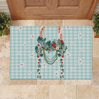 Turquoise Hawaiian Palaka Rubber Doormat Kukui Nut Money Lei LT9 Turquoise - Polynesian Pride
