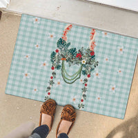 Turquoise Hawaiian Palaka Rubber Doormat Kukui Nut Money Lei LT9 - Polynesian Pride