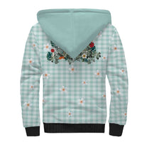 Turquoise Hawaiian Palaka Sherpa Hoodie Kukui Nut Money Lei LT9 - Polynesian Pride