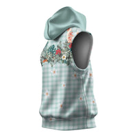 Turquoise Hawaiian Palaka Sleeveless Hoodie Kukui Nut Money Lei LT9 - Polynesian Pride