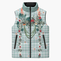 Turquoise Hawaiian Palaka Sleeveless Puffer Jacket Kukui Nut Money Lei LT9 Unisex Turquoise - Polynesian Pride