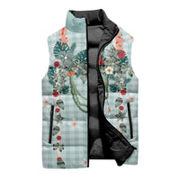 Turquoise Hawaiian Palaka Sleeveless Puffer Jacket Kukui Nut Money Lei LT9 - Polynesian Pride