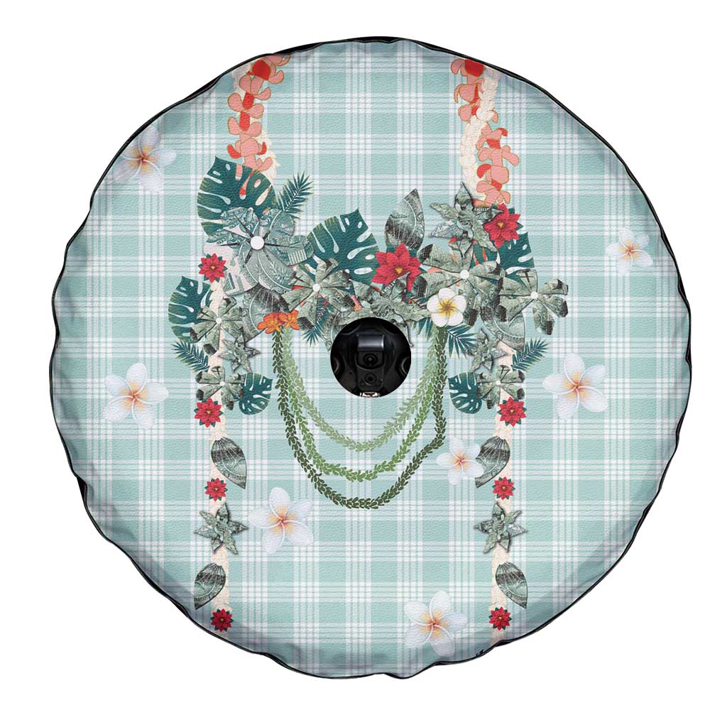 Turquoise Hawaiian Palaka Spare Tire Cover Kukui Nut Money Lei - Polynesian Pride