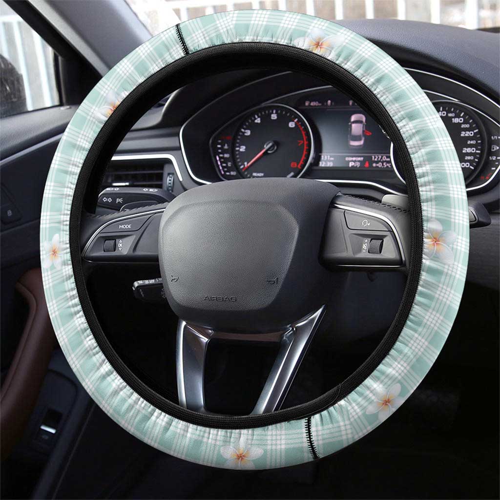 Turquoise Hawaiian Palaka Steering Wheel Cover Kukui Nut Money Lei - Polynesian Pride