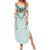Turquoise Hawaiian Palaka Summer Maxi Dress Kukui Nut Money Lei - Polynesian Pride