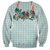 Turquoise Hawaiian Palaka Sweatshirt Kukui Nut Money Lei LT9 - Polynesian Pride