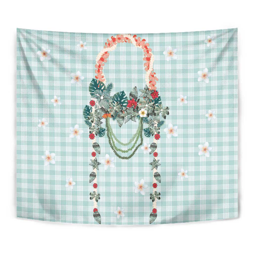 Turquoise Hawaiian Palaka Tapestry Kukui Nut Money Lei - Polynesian Pride