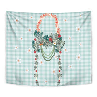 Turquoise Hawaiian Palaka Tapestry Kukui Nut Money Lei - Polynesian Pride