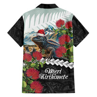 Meri Kirihimete Tuatara Family Matching Off Shoulder Maxi Dress and Hawaiian Shirt New Zealand Fern with Puhutukawa Flowers