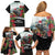 Meri Kirihimete Tuatara Family Matching Off Shoulder Short Dress and Hawaiian Shirt New Zealand Fern with Puhutukawa Flowers