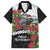 Meri Kirihimete Tuatara Family Matching Off Shoulder Short Dress and Hawaiian Shirt New Zealand Fern with Puhutukawa Flowers