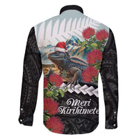 Meri Kirihimete Tuatara Family Matching Puletasi and Hawaiian Shirt New Zealand Fern with Puhutukawa Flowers
