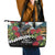 Meri Kirihimete Tuatara Leather Tote Bag New Zealand Fern with Puhutukawa Flowers