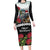 Meri Kirihimete Tuatara Long Sleeve Bodycon Dress New Zealand Fern with Puhutukawa Flowers