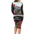 Meri Kirihimete Tuatara Long Sleeve Bodycon Dress New Zealand Fern with Puhutukawa Flowers