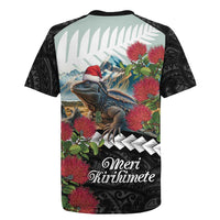 Meri Kirihimete Tuatara Rugby Jersey New Zealand Fern with Puhutukawa Flowers
