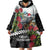 Meri Kirihimete Tuatara Wearable Blanket Hoodie New Zealand Fern with Puhutukawa Flowers