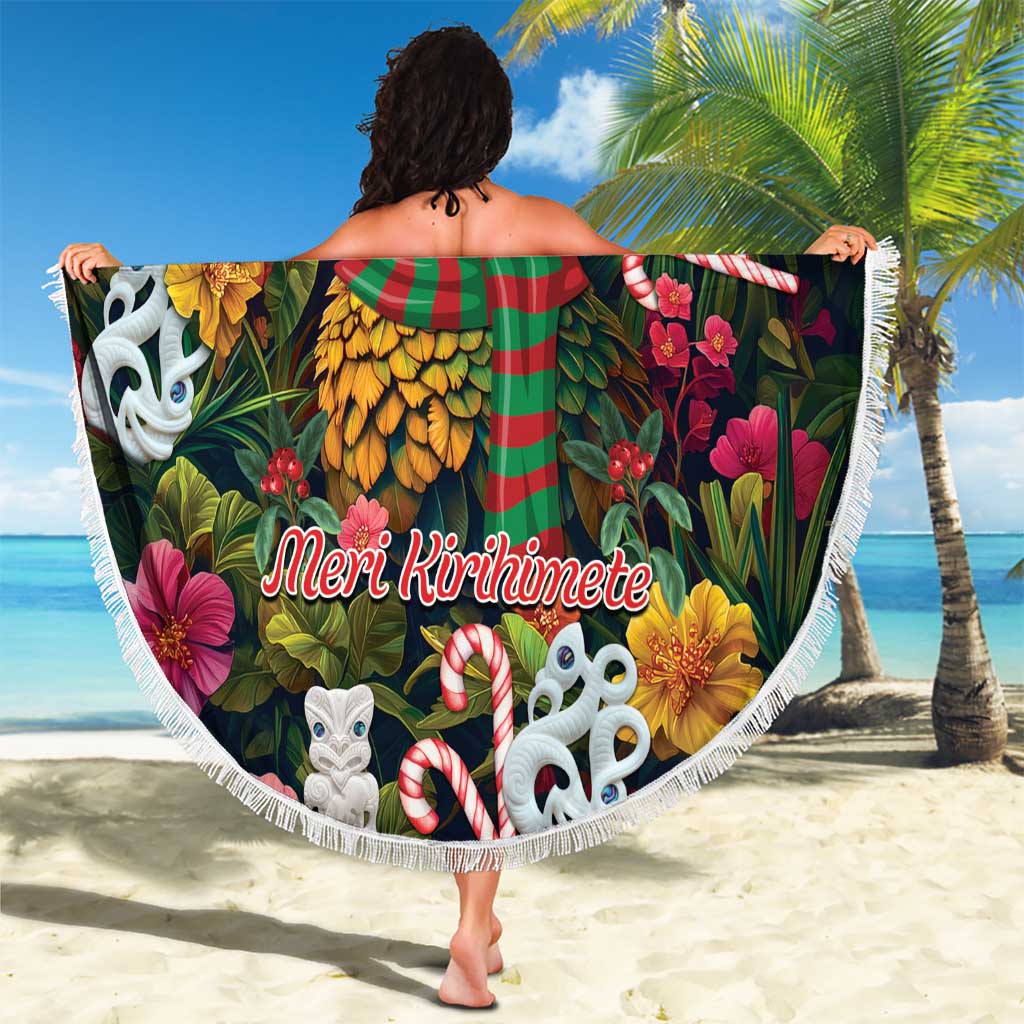 Meri Kirihimete Kakapo Santa Beach Blanket Merry Christmas with Tropical Vibe LT9 - Polynesian Pride