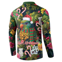 Meri Kirihimete Kakapo Santa Button Sweatshirt Merry Christmas with Tropical Vibe LT9 - Polynesian Pride