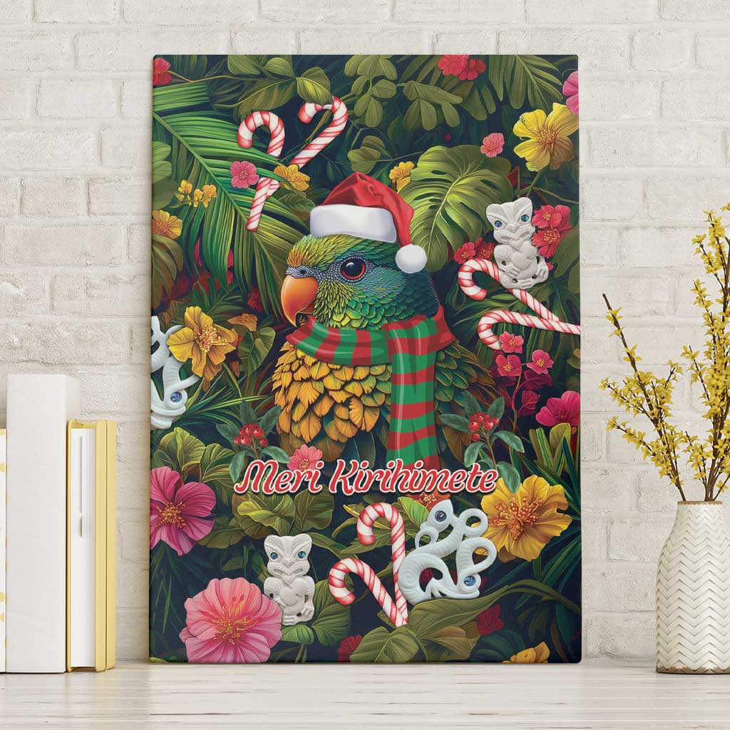 Meri Kirihimete Kakapo Santa Canvas Wall Art Merry Christmas with Tropical Vibe LT9 Without Frame Green - Polynesian Pride