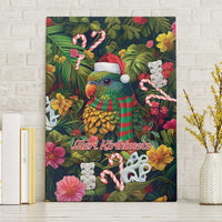Meri Kirihimete Kakapo Santa Canvas Wall Art Merry Christmas with Tropical Vibe LT9 Without Frame Green - Polynesian Pride