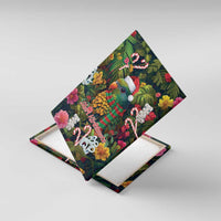 Meri Kirihimete Kakapo Santa Canvas Wall Art Merry Christmas with Tropical Vibe LT9 With Frame Green - Polynesian Pride