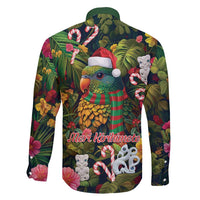 Meri Kirihimete Kakapo Santa Family Matching Long Sleeve Bodycon Dress and Hawaiian Shirt Merry Christmas with Tropical Vibe