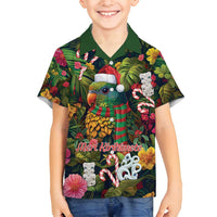 Meri Kirihimete Kakapo Santa Family Matching Long Sleeve Bodycon Dress and Hawaiian Shirt Merry Christmas with Tropical Vibe