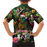 Meri Kirihimete Kakapo Santa Family Matching Short Sleeve Bodycon Dress and Hawaiian Shirt Merry Christmas with Tropical Vibe