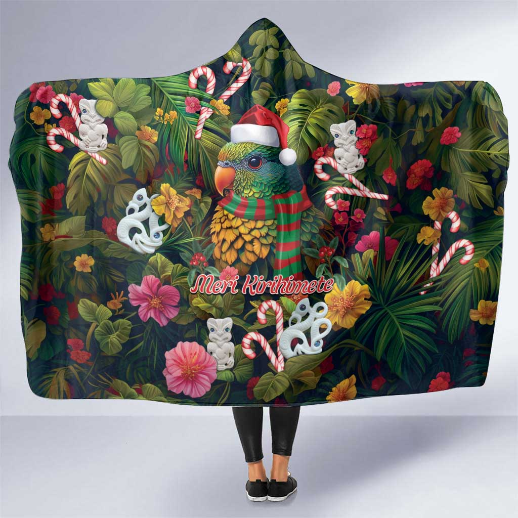 Meri Kirihimete Kakapo Santa Hooded Blanket Merry Christmas with Tropical Vibe LT9 One Size Green - Polynesian Pride