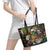 Meri Kirihimete Kakapo Santa Leather Tote Bag Merry Christmas with Tropical Vibe