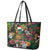 Meri Kirihimete Kakapo Santa Leather Tote Bag Merry Christmas with Tropical Vibe