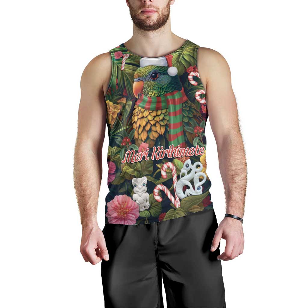 Meri Kirihimete Kakapo Santa Men Tank Top Merry Christmas with Tropical Vibe LT9 - Polynesian Pride