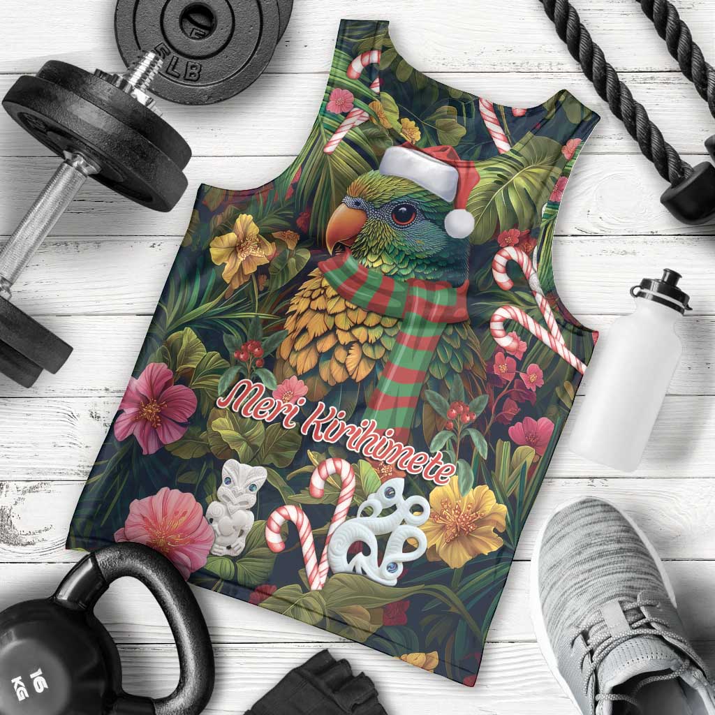 Meri Kirihimete Kakapo Santa Men Tank Top Merry Christmas with Tropical Vibe LT9 - Polynesian Pride