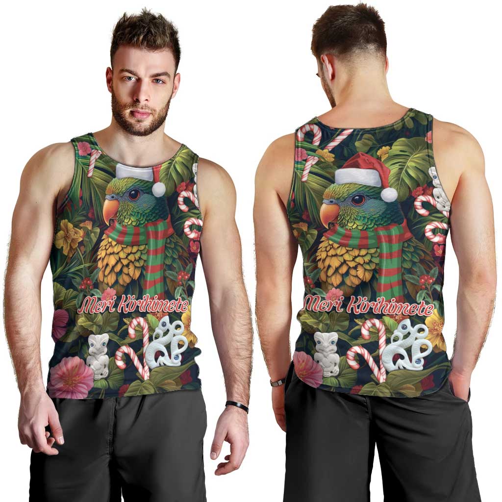 Meri Kirihimete Kakapo Santa Men Tank Top Merry Christmas with Tropical Vibe LT9 - Polynesian Pride