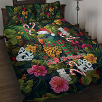 Meri Kirihimete Kakapo Santa Quilt Bed Set Merry Christmas with Tropical Vibe LT9 Green - Polynesian Pride