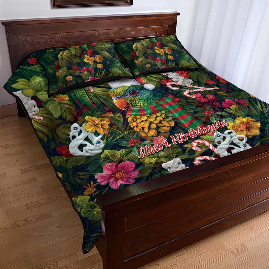 Meri Kirihimete Kakapo Santa Quilt Bed Set Merry Christmas with Tropical Vibe LT9 - Polynesian Pride