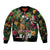 Meri Kirihimete Kakapo Santa Sleeve Zip Bomber Jacket Merry Christmas with Tropical Vibe