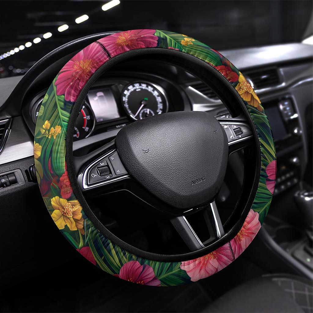 Meri Kirihimete Kakapo Santa Steering Wheel Cover Merry Christmas with Tropical Vibe LT9 Universal Fit Green - Polynesian Pride