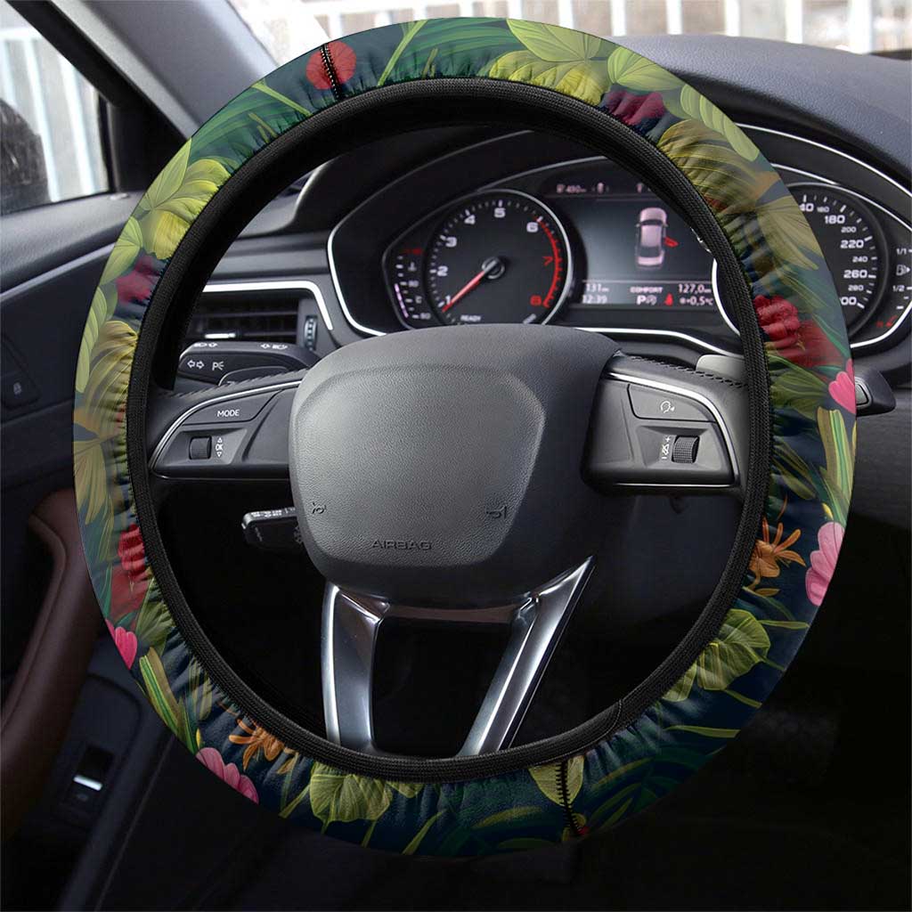 Meri Kirihimete Kakapo Santa Steering Wheel Cover Merry Christmas with Tropical Vibe LT9 - Polynesian Pride