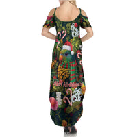 Meri Kirihimete Kakapo Santa Summer Maxi Dress Merry Christmas with Tropical Vibe LT9 - Polynesian Pride
