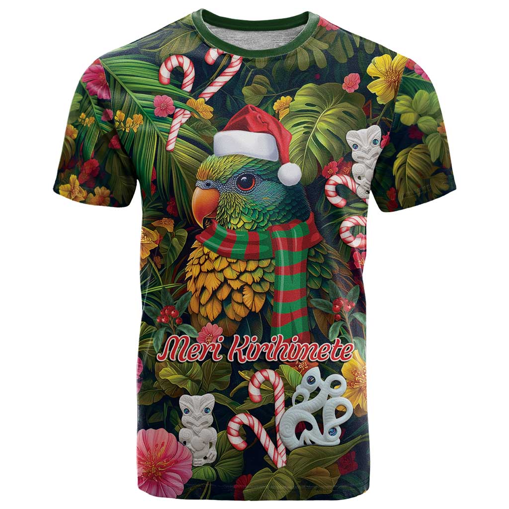 Meri Kirihimete Kakapo Santa T Shirt Merry Christmas with Tropical Vibe LT9 Green - Polynesian Pride