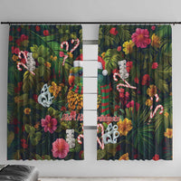 Meri Kirihimete Kakapo Santa Window Curtain Merry Christmas with Tropical Vibe LT9 With Hooks Green - Polynesian Pride