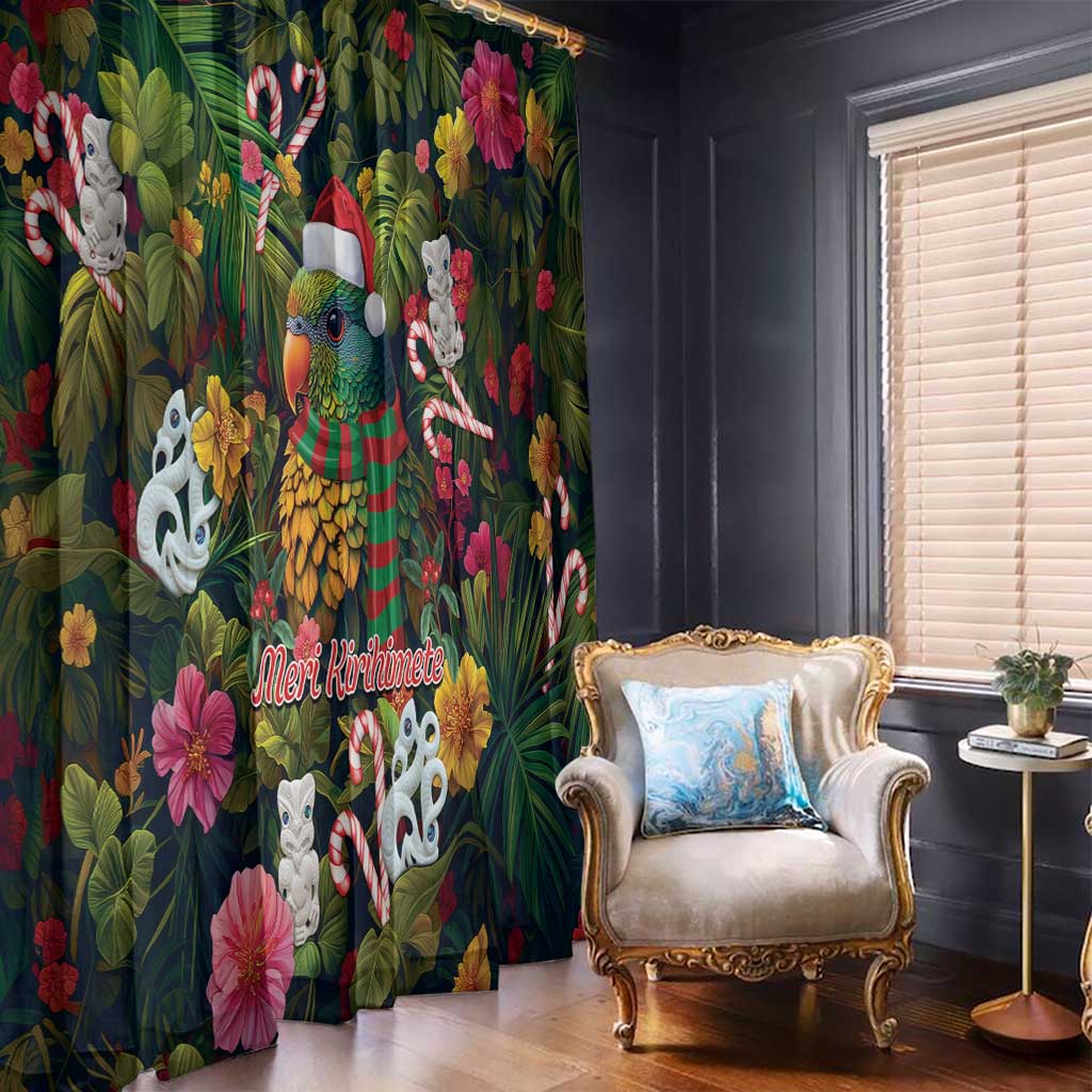 Meri Kirihimete Kakapo Santa Window Curtain Merry Christmas with Tropical Vibe LT9 - Polynesian Pride