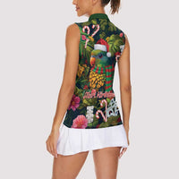 Meri Kirihimete Kakapo Santa Women Sleeveless Polo Shirt Merry Christmas with Tropical Vibe