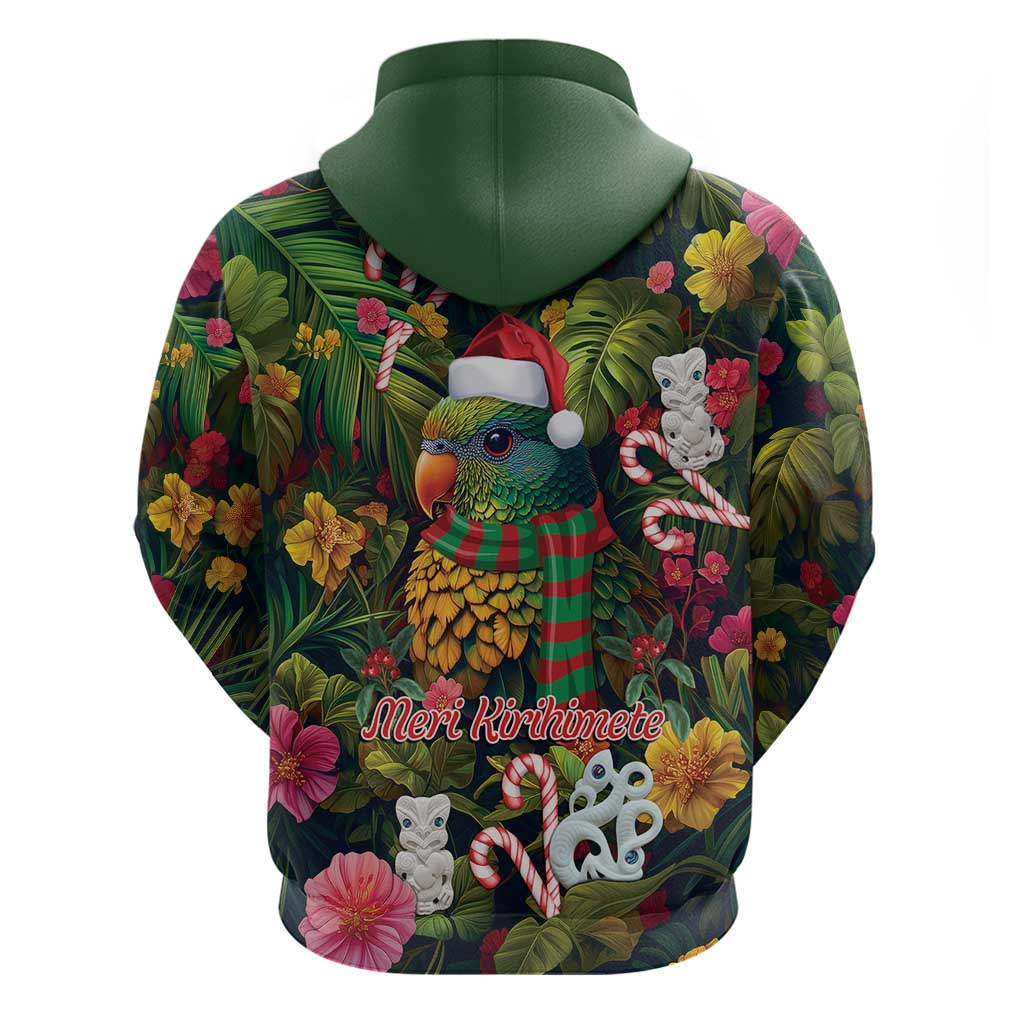 Meri Kirihimete Kakapo Santa Zip Hoodie Merry Christmas with Tropical Vibe